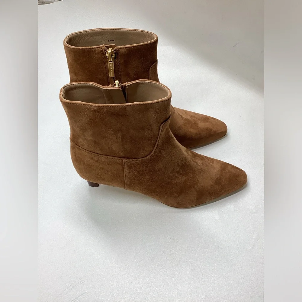 Veronica Beard Kelby Kitten Heel Boots In Brown Size 8.5